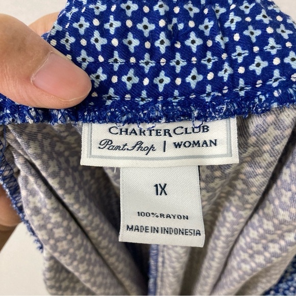 New Charter Club Blue Straight Leg Ultra Soft Comfy Pull-on Pants 1X - Picture 2 of 8